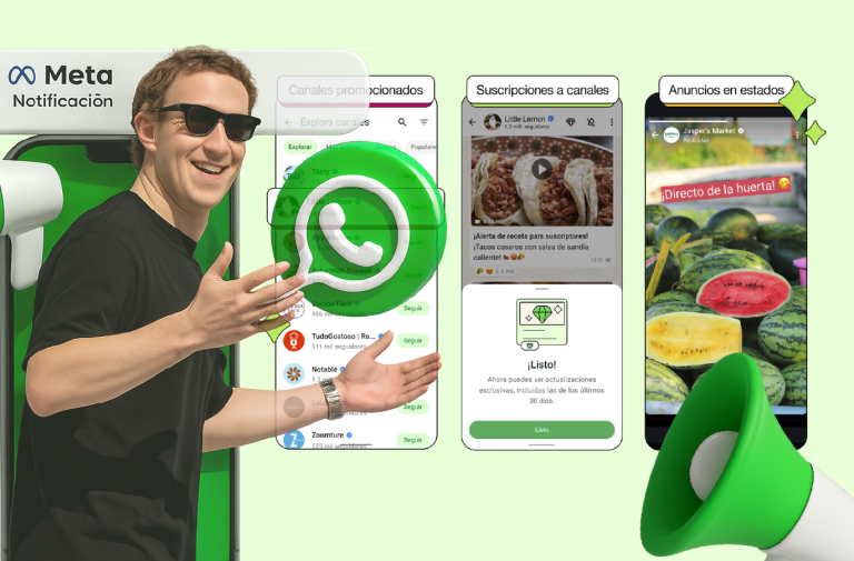 anuncios en WhatsApp con ejemplo visual de formatos publicitarios dentro de la app
