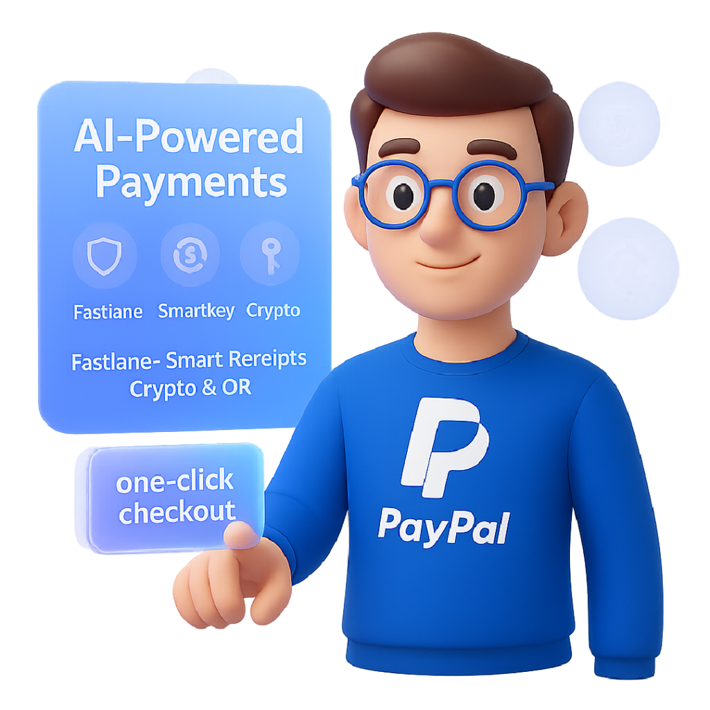 personaje PayPal explica pagos digitales potenciados con IA
